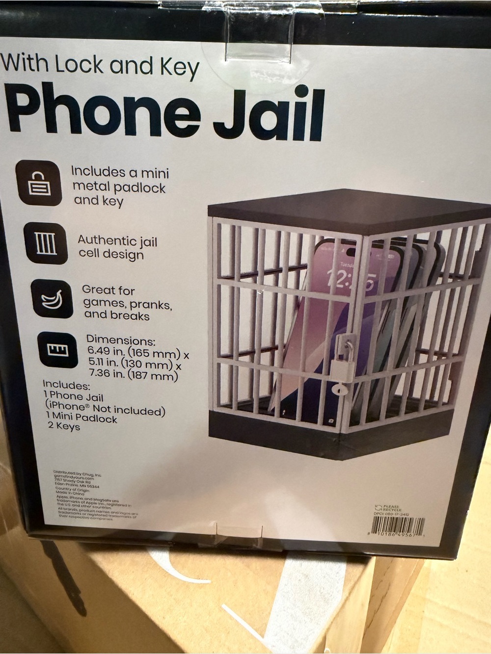 Phone Jail Secure Phone Cage with Mini Padlock - Black